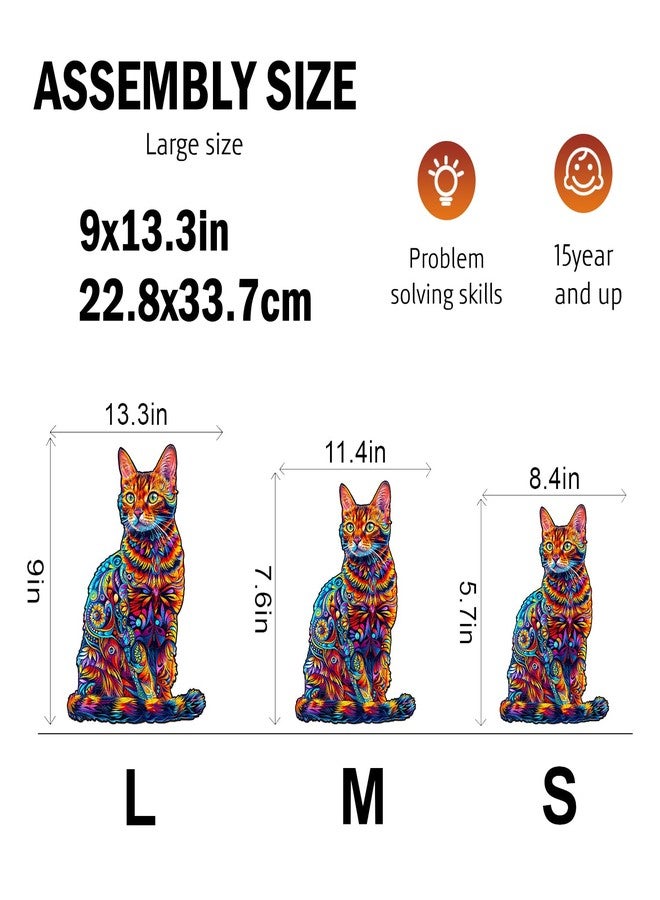 Jigfoxy Wooden Puzzle for Adults, Cat Wooden Jigsaw Puzzles for Adults, Unique Animal Shape Wood Cut Puzzles for Family Friend Puzzle Lovers(L-13.3 * 9in-175pcs) - Image 4